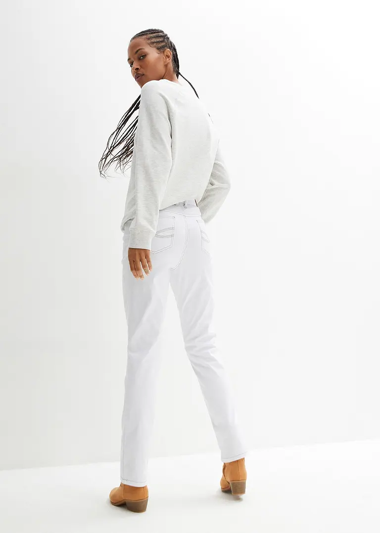 Bonprix Bequeme Komfort-Stretch-Jeans Straight - Weiß Regular