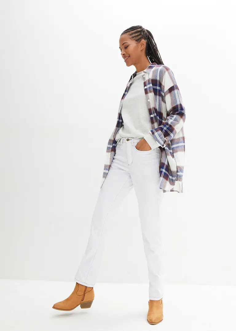 Bonprix Bequeme Komfort-Stretch-Jeans Straight - Weiß Regular
