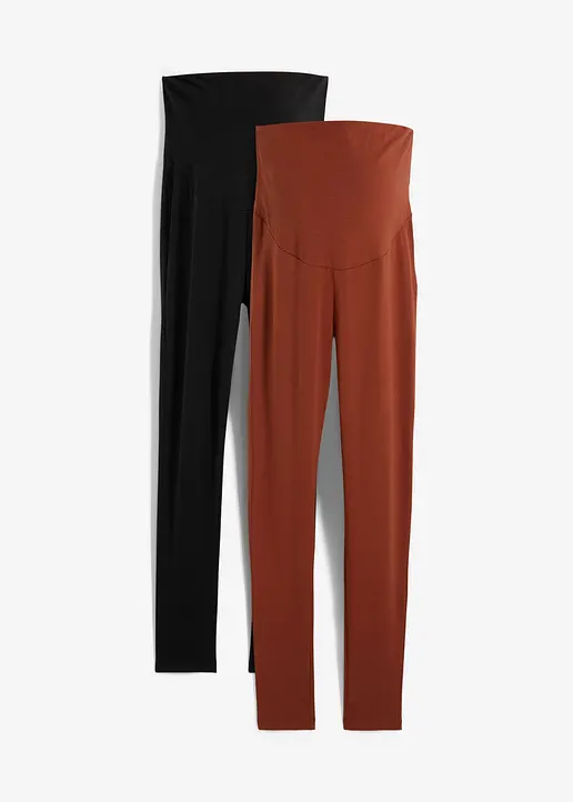 bonprix Bequeme Leggings für die Schwangerschaft - mahagonibraun/schwarz