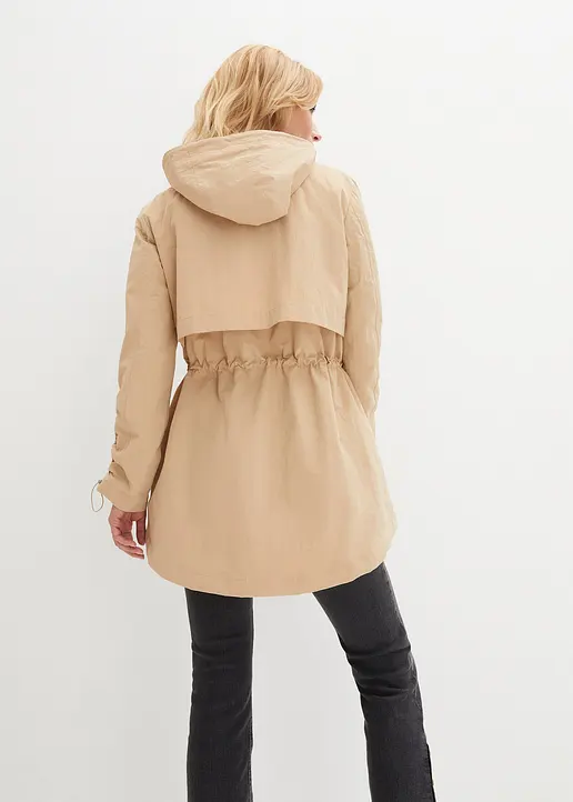 Bonprix Bequeme Leichte Übergangsjacke Mit Kapuze - Beige Petite - Damen