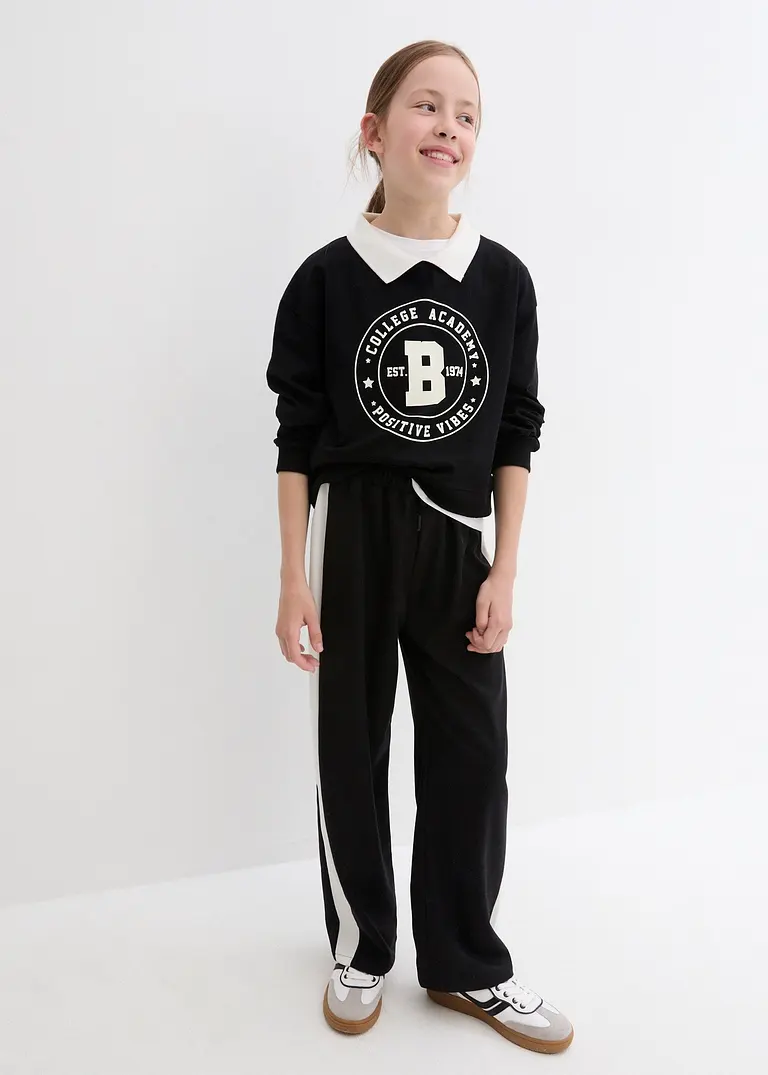 Bonprix Bequeme Mädchen Hose Mit Streifen Und Ausgestelltem Bein - Kinder