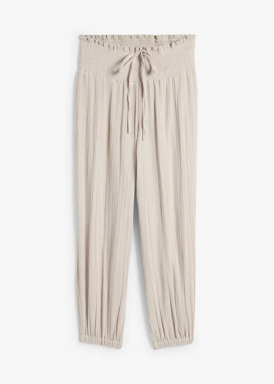 bonprix Bequeme Musselin Hose mit breitem Gummibund - grau