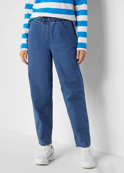 Bonprix Bequeme Schlupfjeans Im Mom Fit Mit Elastischem Bund - Blau