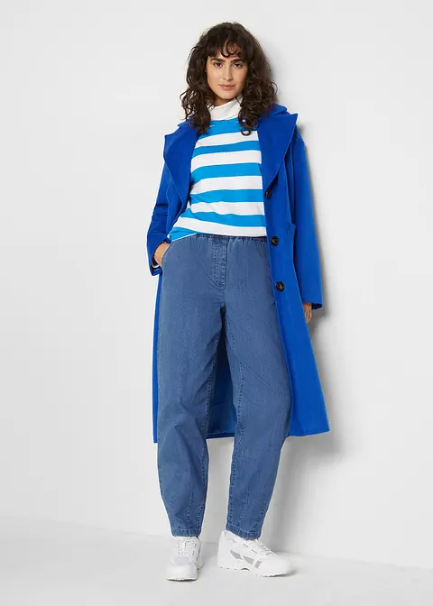 Bonprix Bequeme Schlupfjeans Im Mom Fit Mit Elastischem Bund - Blau