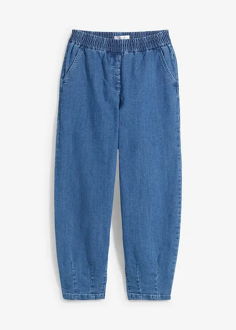 bonprix Bequeme Schlupfjeans im Mom Fit mit elastischem Bund - blau