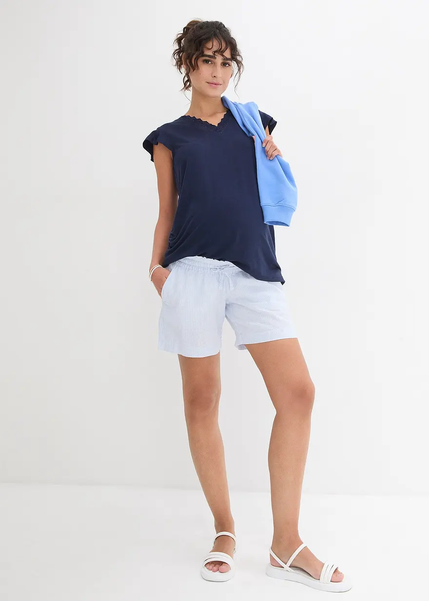 Bonprix Bequeme Schwangerschaftsshorts Im Loose Fit - Blau