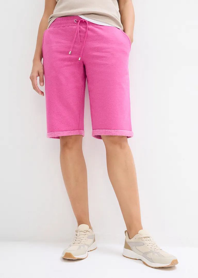 Bonprix Bequeme Sweatbermuda Mit Einer Weitenregulierung Am Bund - Pink