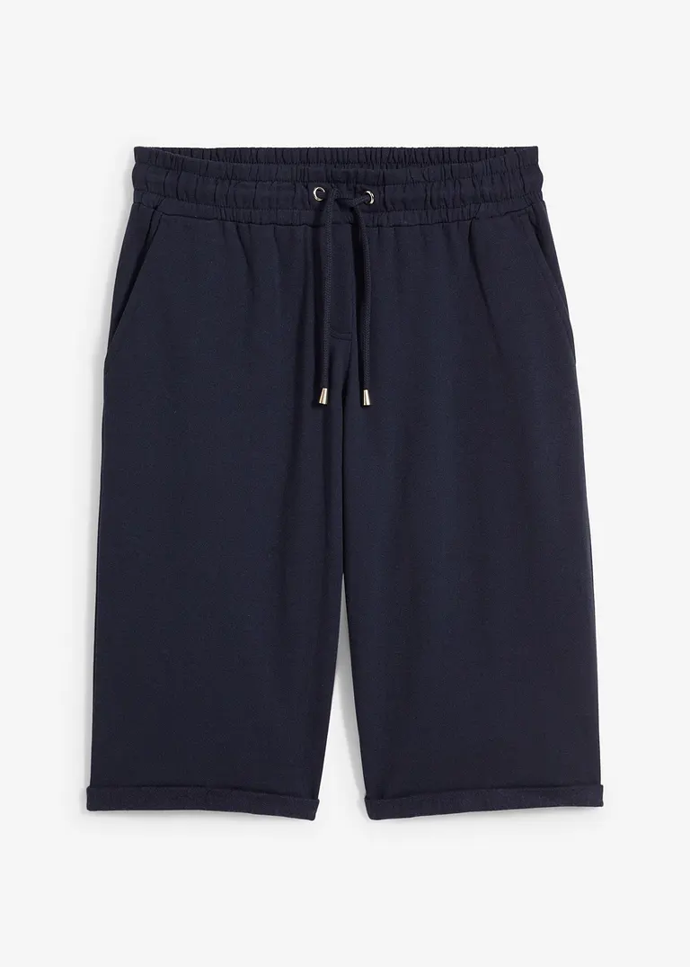 bonprix Bequeme Sweatbermuda mit einer Weitenregulierung am Bund - blau