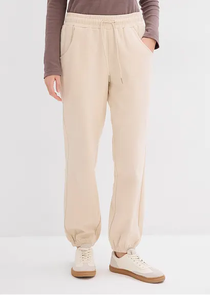 Bonprix Bequeme Sweathose Mit Einer Weitenregulierung Am Bund - Beige
