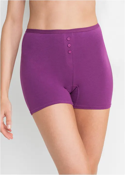 Bonprix Bequeme Taillenboxer - Schwarz + Veilchenlila - Damen