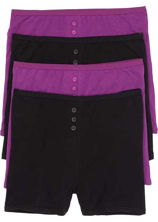 bonprix Bequeme Taillenboxer - schwarz + veilchenlila - Damen