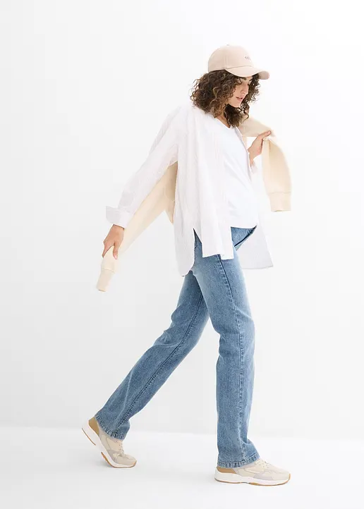 Bonprix Bequeme Umstandsjeans Ohne Bauchband Mit Geradem Bein - Blau