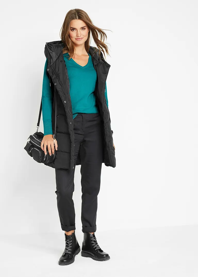 Bonprix Bequemer Basic-Pullover Mit Baumwolle - Grün - Damen
