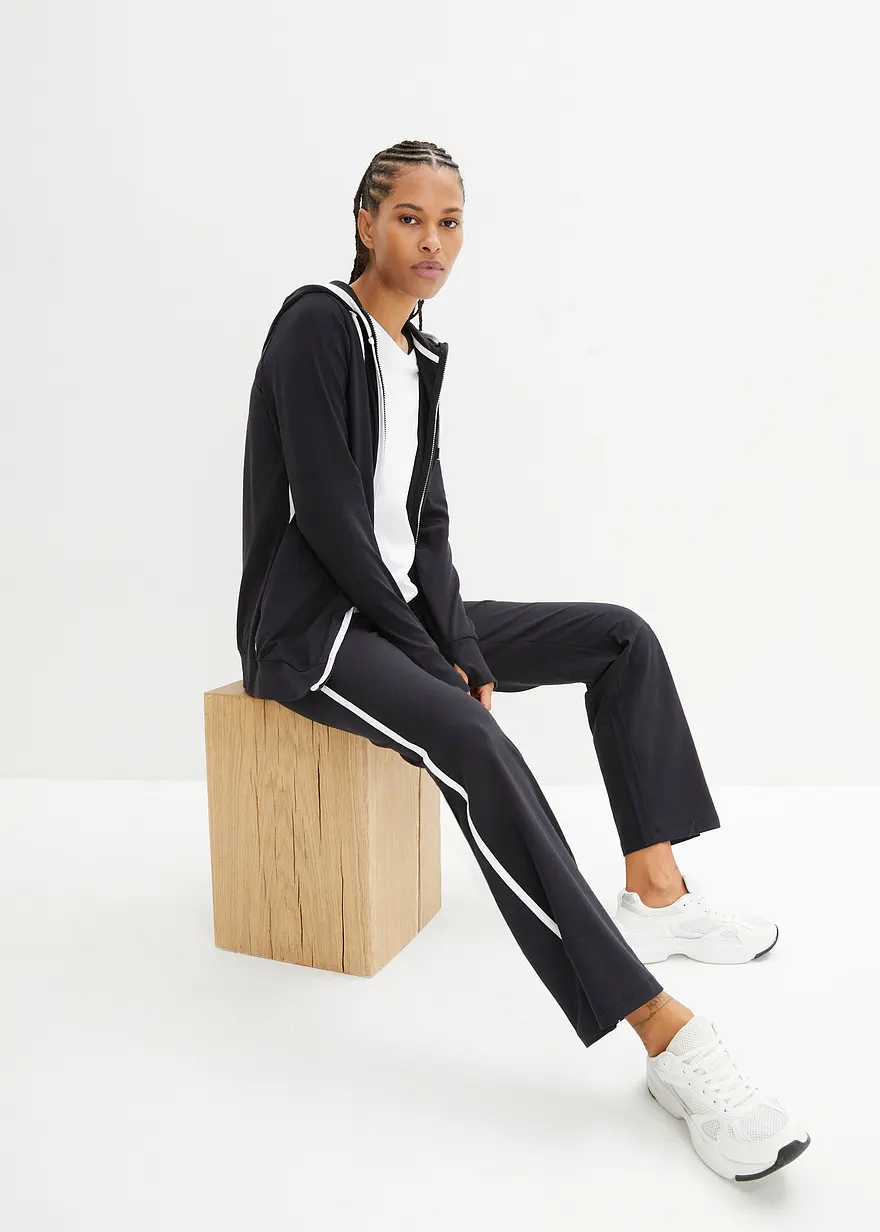 Bonprix Bequemer Baumwoll-Jogginganzug (2-tlg.Set) Aus Sweatjacke Und Jogginghose Straight-Fit