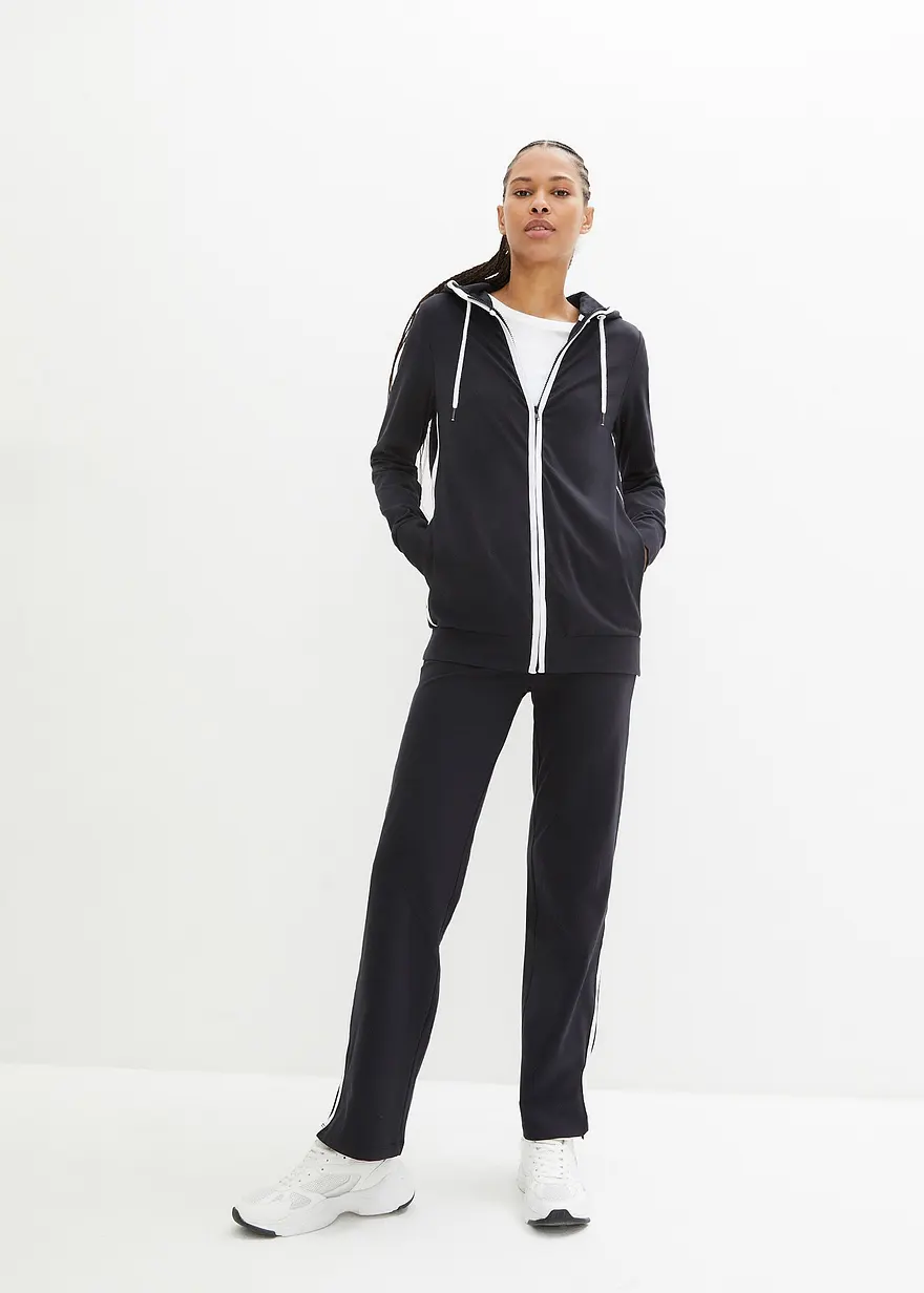 Bonprix Bequemer Baumwoll-Jogginganzug (2-tlg.Set) Aus Sweatjacke Und Jogginghose Straight-Fit