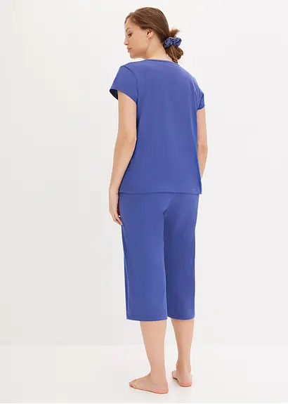 Bonprix Bequemer Capri Pyjama Mit Kurzem Arm Und Weiter Culotte