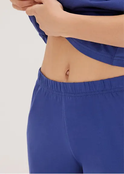Bonprix Bequemer Capri Pyjama Mit Kurzem Arm Und Weiter Culotte