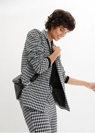 Bonprix Bequemer Jacquard Blazer Mit Hahnentritt-Optik - Schwarz - Damen