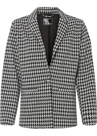bonprix Bequemer Jacquard Blazer mit Hahnentritt-Optik - schwarz - Damen