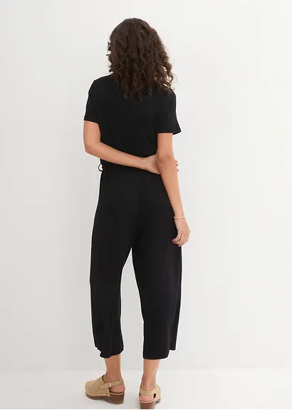 Bonprix Bequemer Jumpsuit In 7/8-Länge Mit Kleiner Knopfleiste Und Bindegürtel