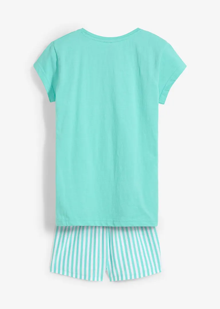 Bonprix Bequemer Kinder Shorty (2-tlg. Set) - Pazifikgrün/weiß Gestreift