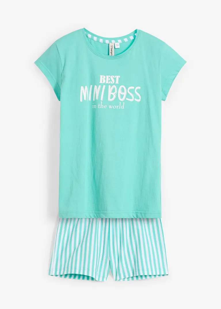 bonprix Bequemer Kinder Shorty (2-tlg. Set) - pazifikgrün/weiß gestreift