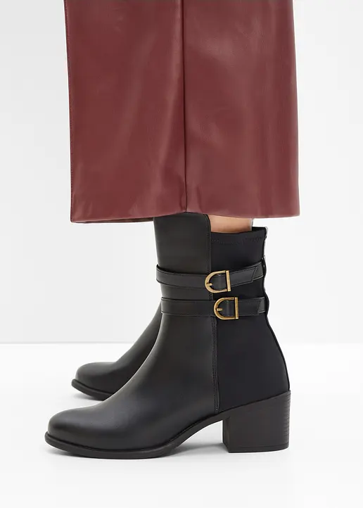 Bonprix Bequemer Komfort Boot Mit Elastischem Schaft - Schwarz