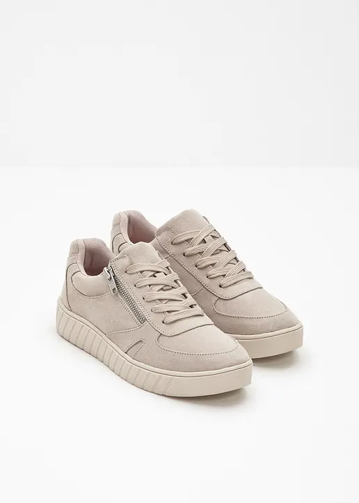 Bonprix Bequemer Komfort Sneaker Mit Reißverschluss - Beige