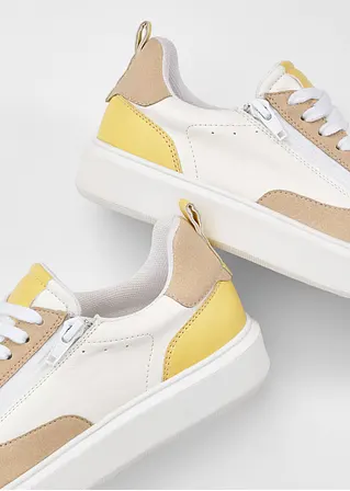 Bonprix Bequemer Komfort Sneaker Mit Reißverschluss - Weiß