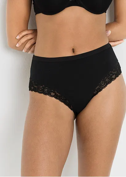 Bonprix Bequemer Maxilsip Mit Schöner Spitze - Schwarz - Damen