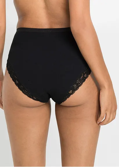 Bonprix Bequemer Maxilsip Mit Schöner Spitze - Schwarz - Damen