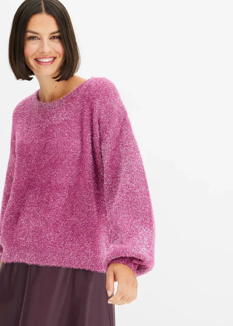 Bonprix Bequemer Pullover Mit Glitzereffekt - Lila - Damen