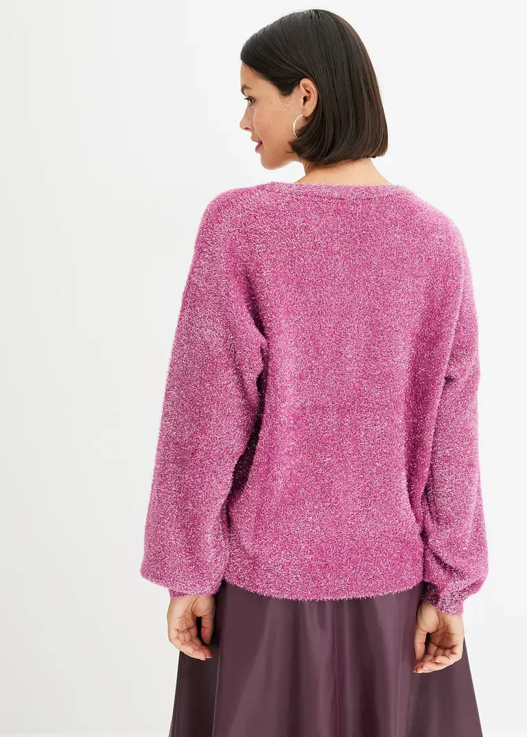 Bonprix Bequemer Pullover Mit Glitzereffekt - Lila - Damen