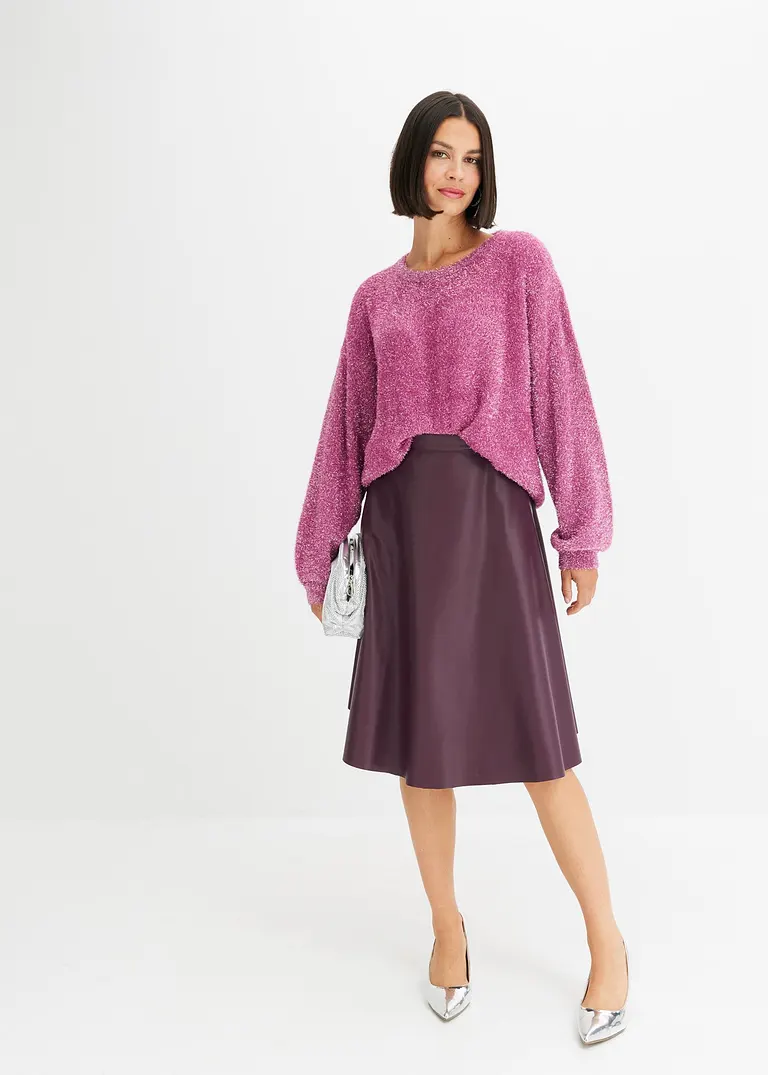 Bonprix Bequemer Pullover Mit Glitzereffekt - Lila - Damen