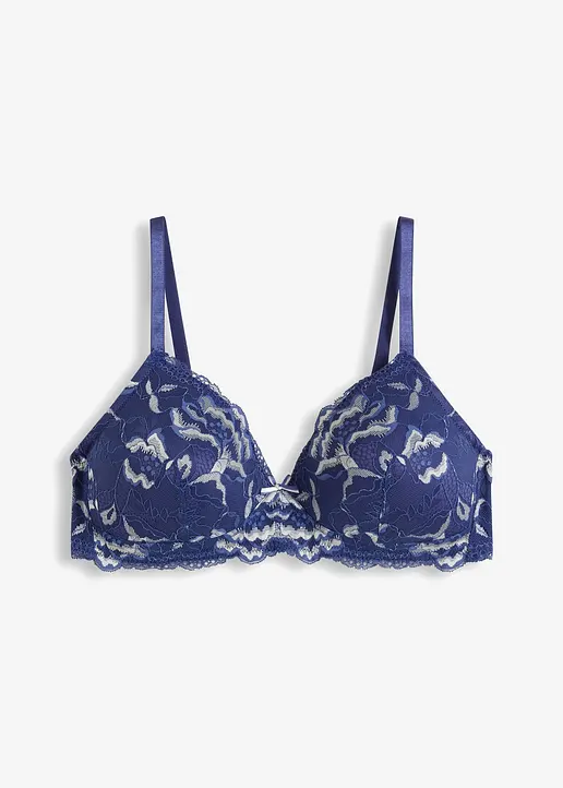 bonprix Bequemer Schalen BH mit toller zweifarbiger Spitze - blau Cup C