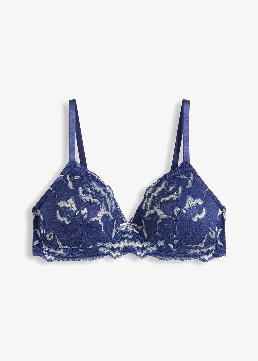 bonprix Bequemer Schalen BH mit toller zweifarbiger Spitze - blau Cup A