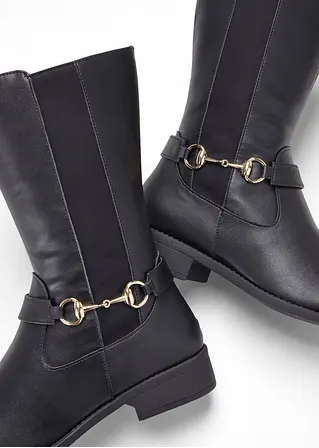 Bonprix Bequemer Stiefel Mit Dekorativen Riemen - Schwarz