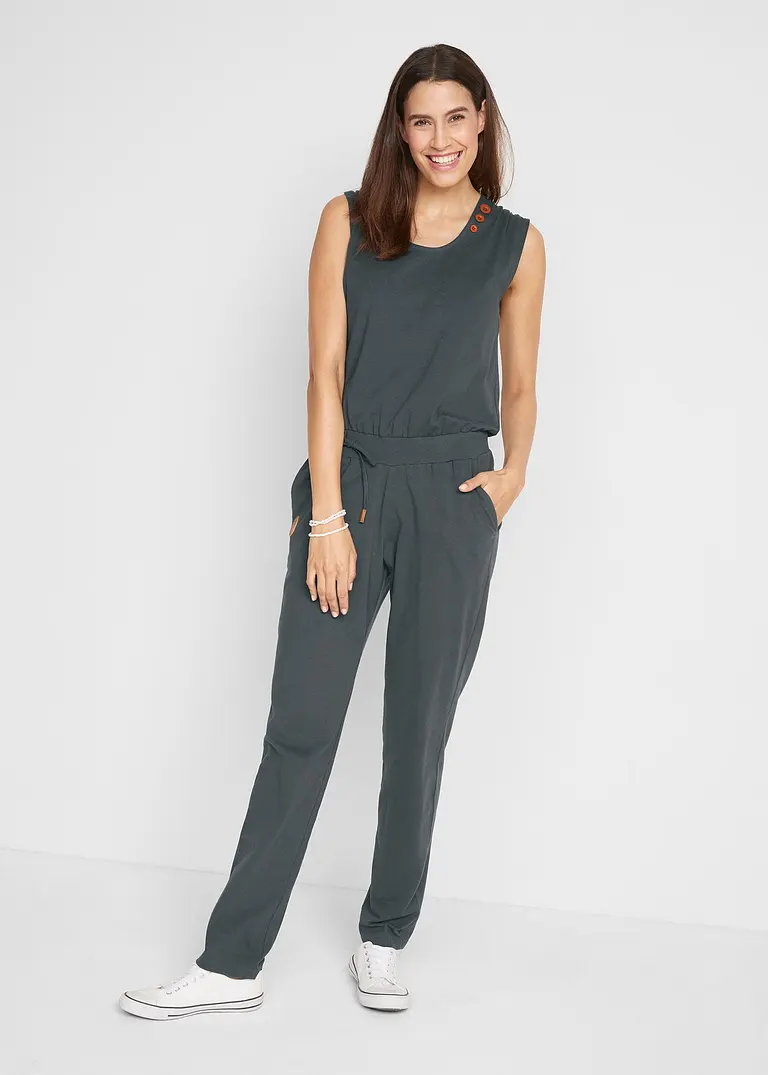 Bonprix Bequemer Stretch-Jumpsuit Mit Seitlichen Eingriffstaschen - Grau