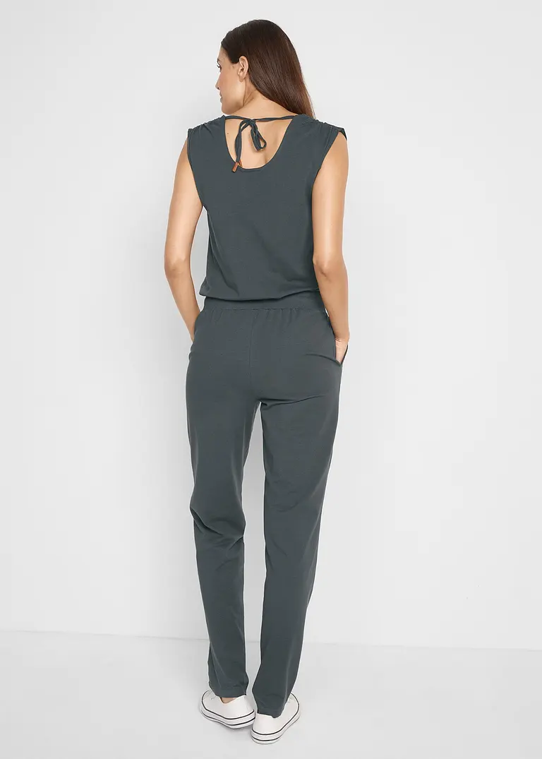 Bonprix Bequemer Stretch-Jumpsuit Mit Seitlichen Eingriffstaschen - Grau