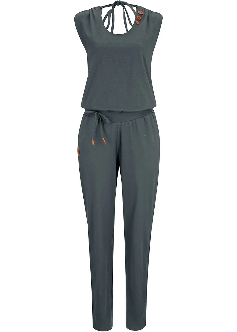 bonprix Bequemer Stretch-Jumpsuit mit seitlichen Eingriffstaschen - grau