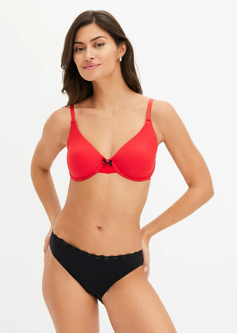 Bonprix Bequemer T-Shirt BH Mit Bügel - Schwarz + Erdbeere Cup B - Damen