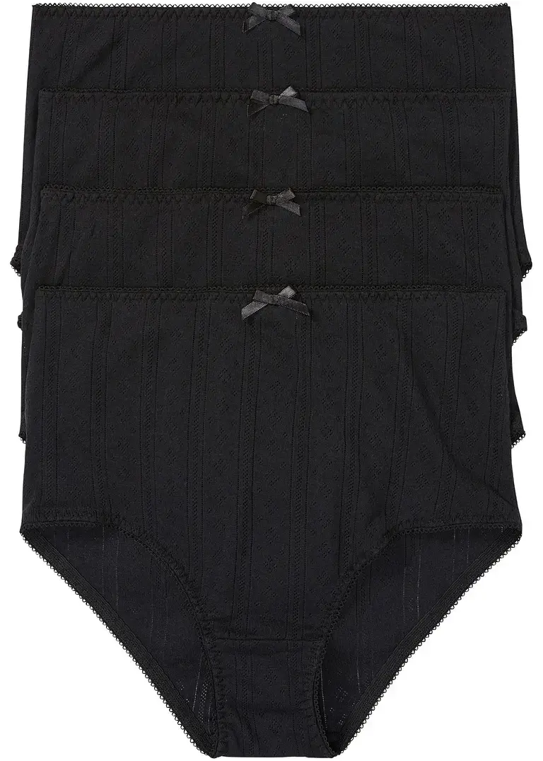 bonprix Bequemer Taillenslip aus Ajour Baumwolle im praktischen 4er Pack