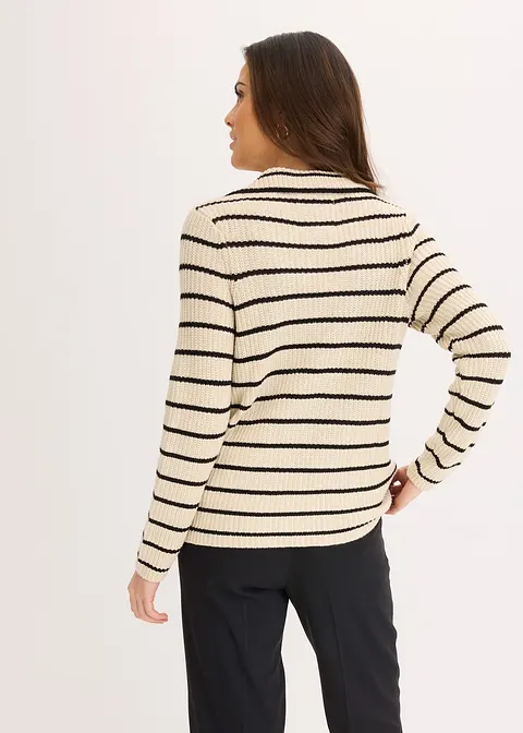 Bonprix Bequemer Und Doppelreihiger Strickblazer - Schwarz