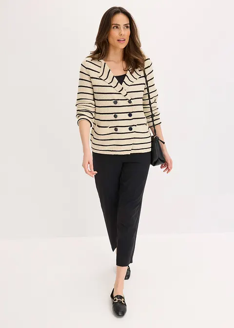Bonprix Bequemer Und Doppelreihiger Strickblazer - Schwarz