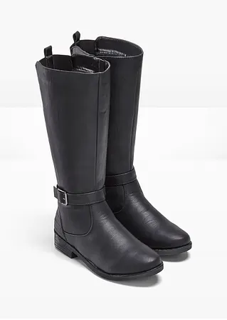 Bonprix Bequemer Weitschaftstiefel Mit Dekorativer Schnalle - Schwarz