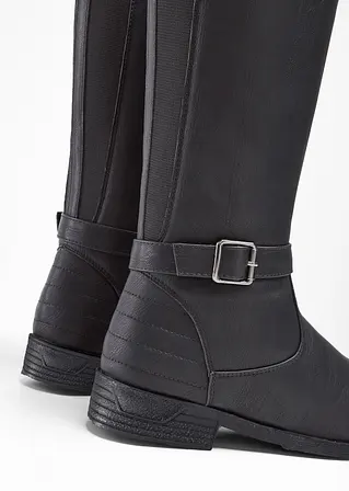 Bonprix Bequemer Weitschaftstiefel Mit Dekorativer Schnalle - Schwarz