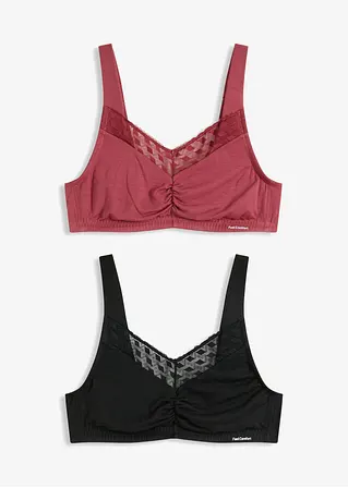 bonprix Bequemes Bralette in praktischem Doppelpack - schwarz + waldbeere
