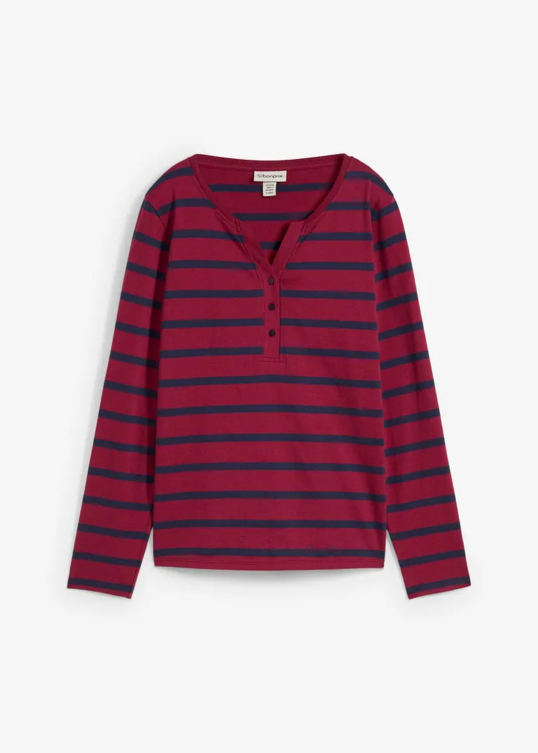 bonprix Bequemes Henleyshirt mit Knopfleiste - rot - Damen