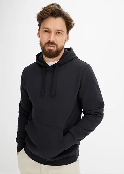 Bonprix Bequemes Herren Sweatshirt Mit Sportiver Kapuze - Schwarz