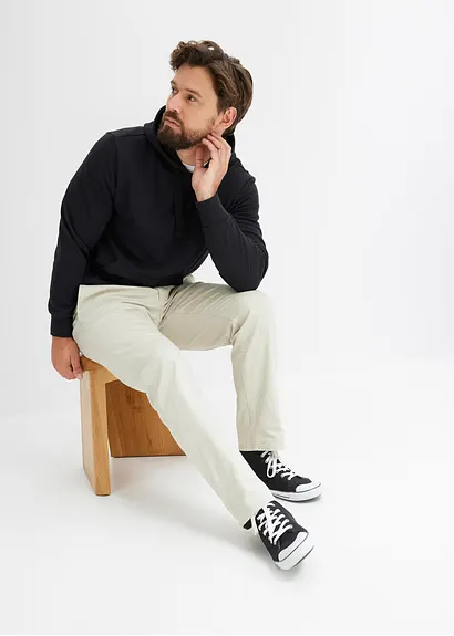 Bonprix Bequemes Herren Sweatshirt Mit Sportiver Kapuze - Schwarz